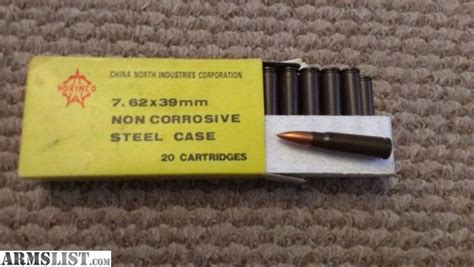 norinco yellow box 7.62x39mm steel core ammo on the armslist|7.62x39 norinco ammo.